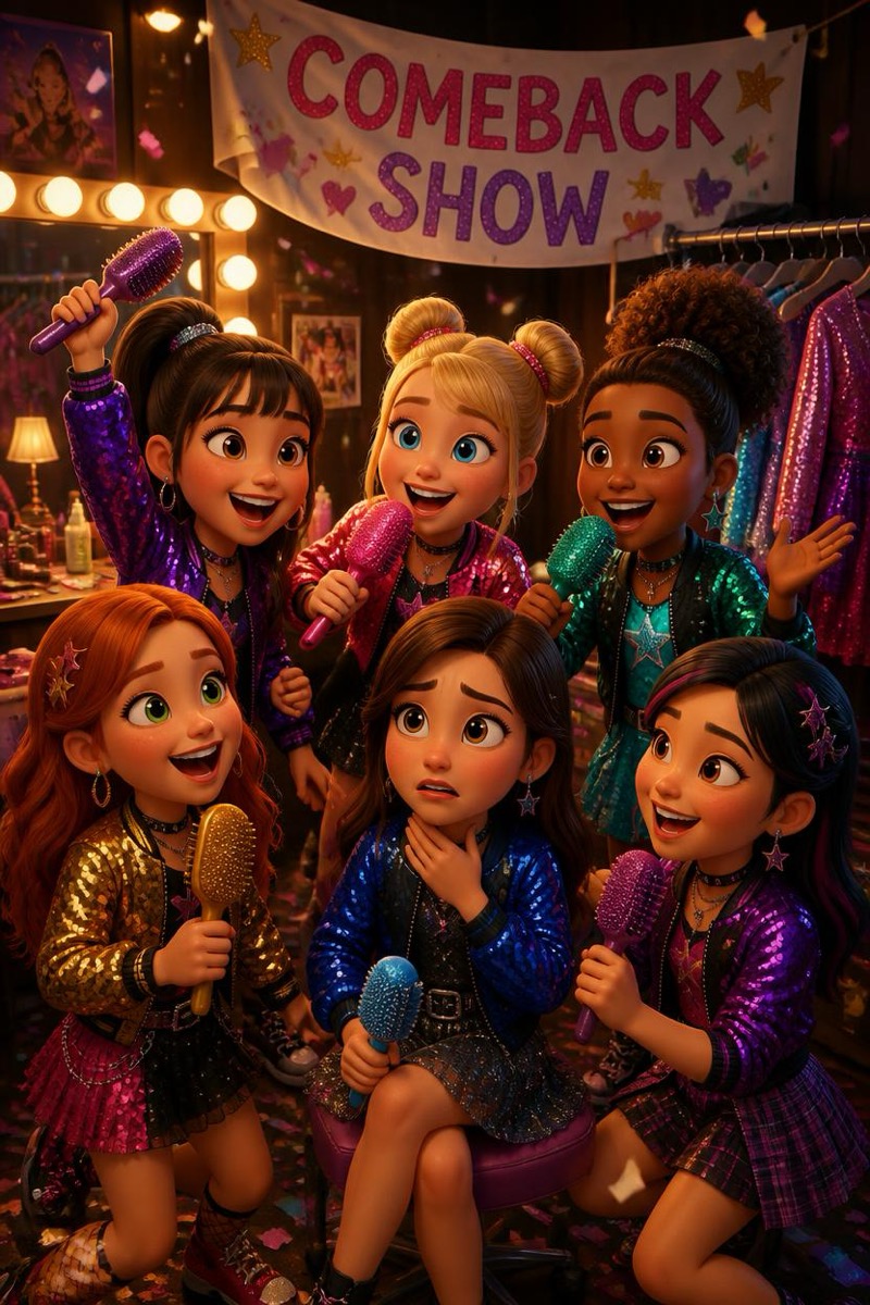 Filmposter: jonge popsterren schitteren in het spotlicht op het podium